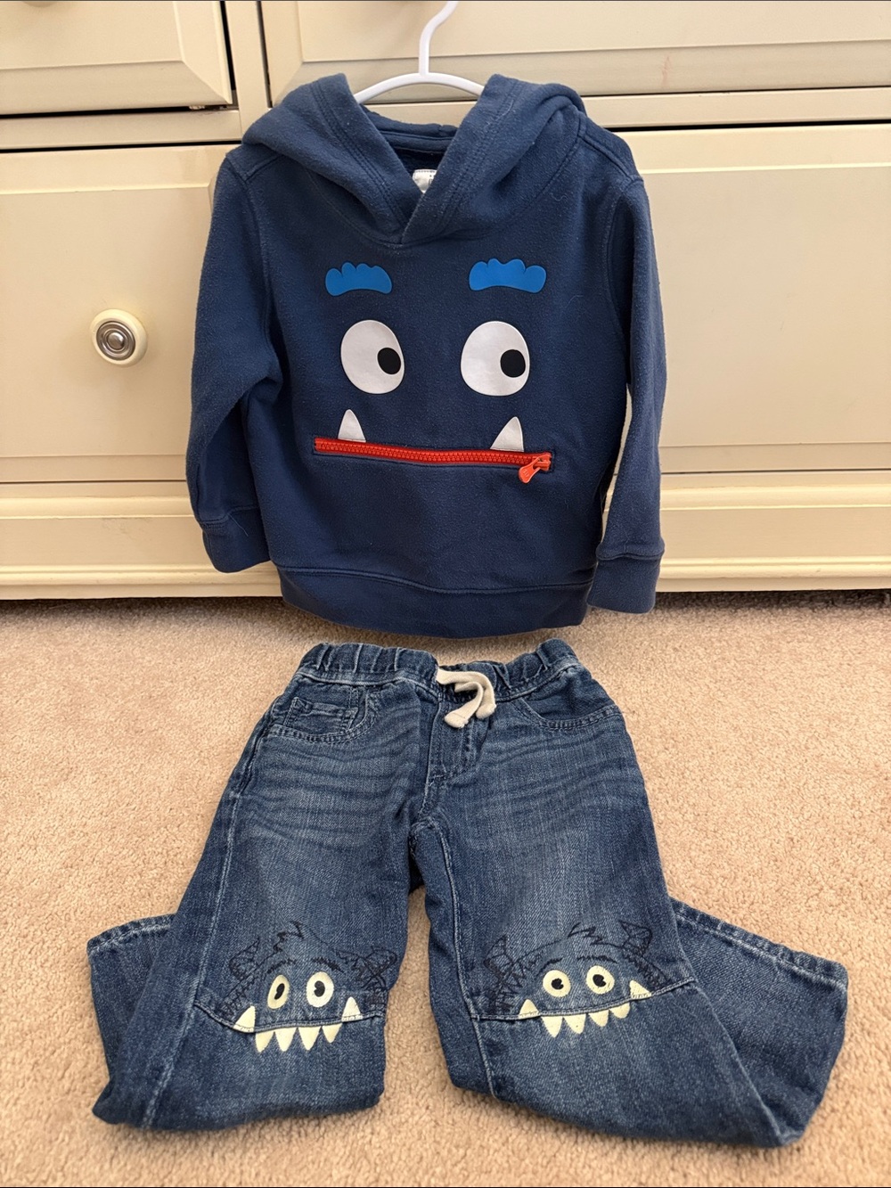GAP Navy Blue Monster Hoodie & Denim Monster Jeans Set